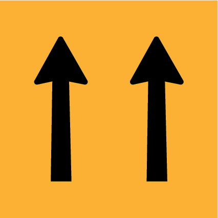 Lane Status MMS-POS-5 traffic sign, 600×600 mm traffic yellow CL400 reflective panel for WA multi-message system, provides motorists with lane-use information in controlled traffic environments