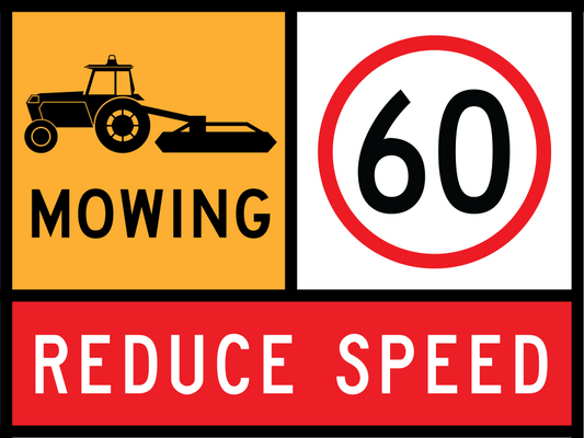 Mowing Multi Message Sign (TC1398) with 60 km/h and Reduce Speed