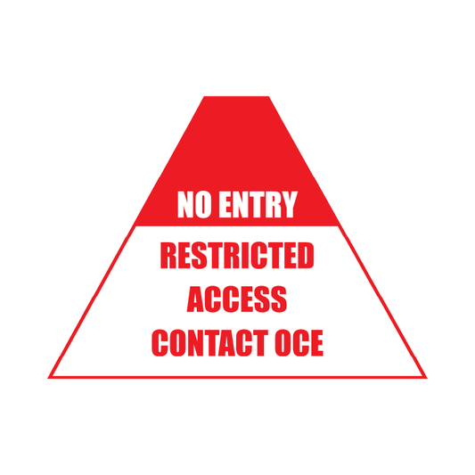 Tri Stand Markers Roll-Up Sign System – No Entry Restricted Access Contact OCE – Three-Sided Reflective Safety Sign for Roadwork, Mining & Underground Applications