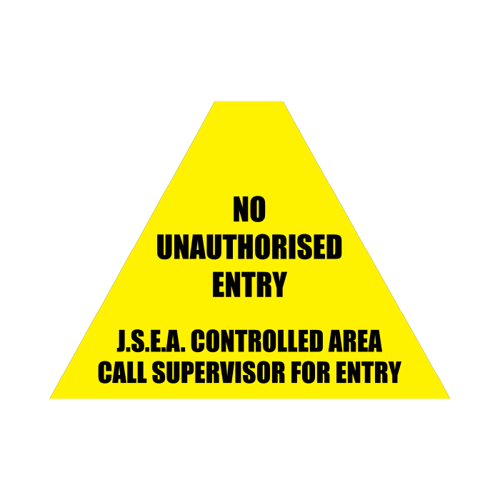 Tri Stand Markers Roll-Up Sign System – No Unauthorised Entry J.S.E.A Controlled Area Call Supervisor for Entry – Three-Sided Reflective Safety Sign for Roadwork, Mining & Underground Applications