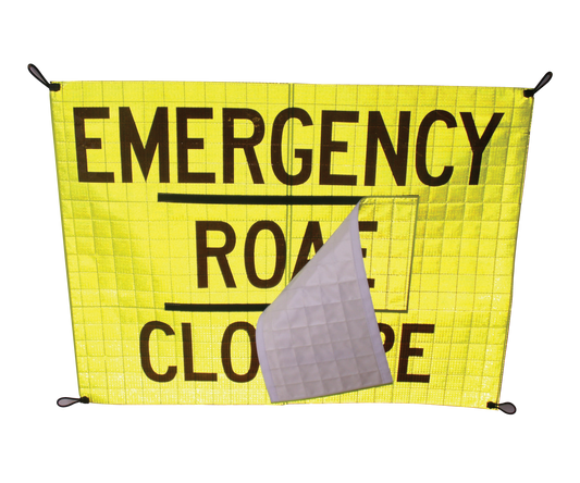 Panel Changing Roll-Up Sign — Class 1W Superbrite Lemon reflective, dual-message Velcro system