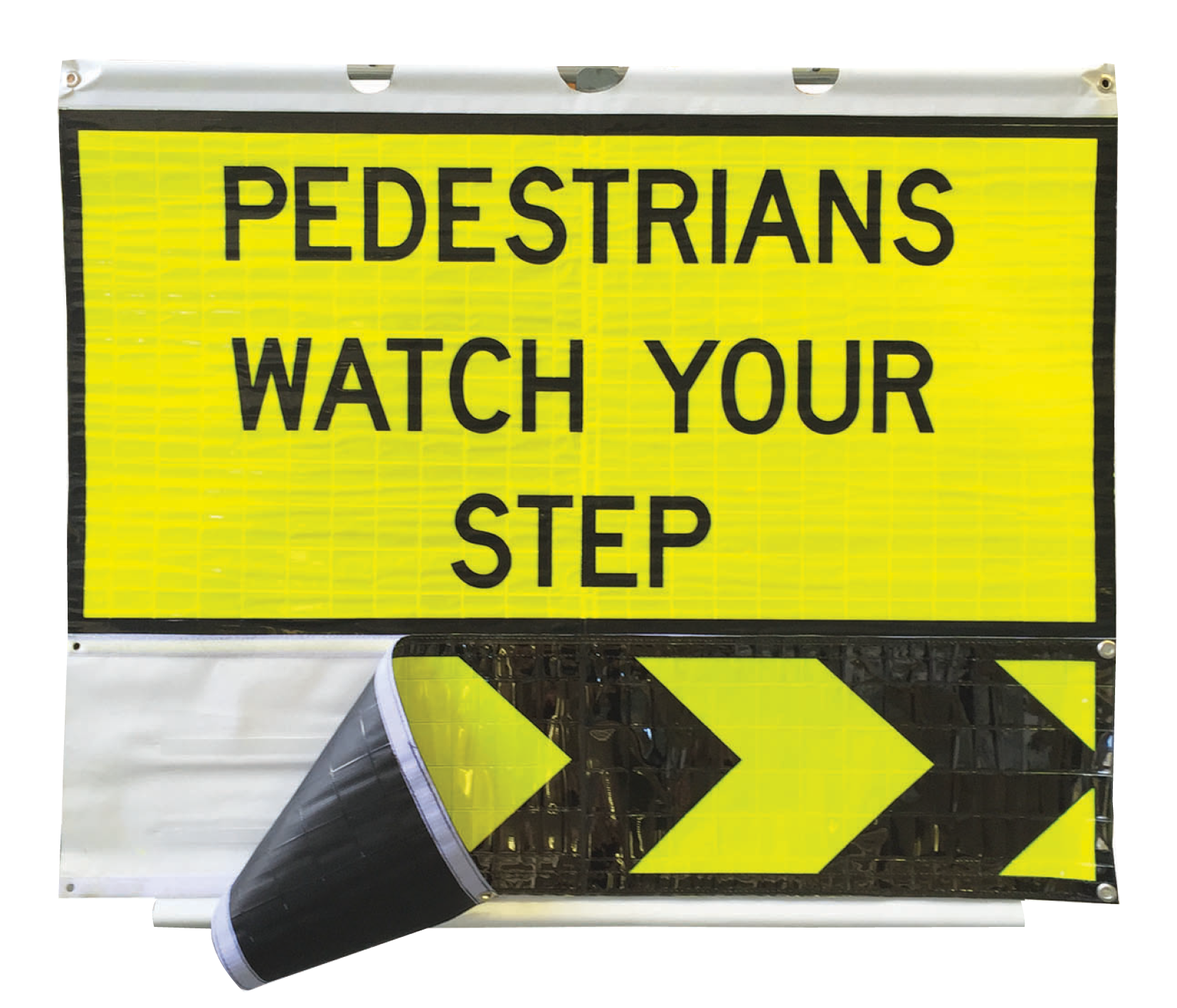 PEDESTRIAN ROLL UP WITH CHANGING PANEL SIGN