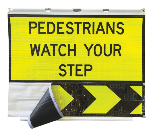 PEDESTRIAN ROLL UP WITH CHANGING PANEL SIGN