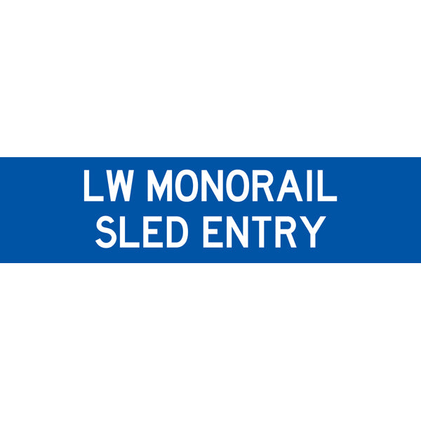 Reflective Mining Underground & Site Safety Banners – LW Monorail Sled Entry – 1600 × 400 mm
