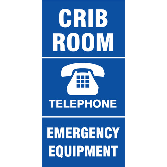 Reflective Mining Location Safety Signs – Crib Room | Telephone | Emergency Equipment – 200 x 400 mm