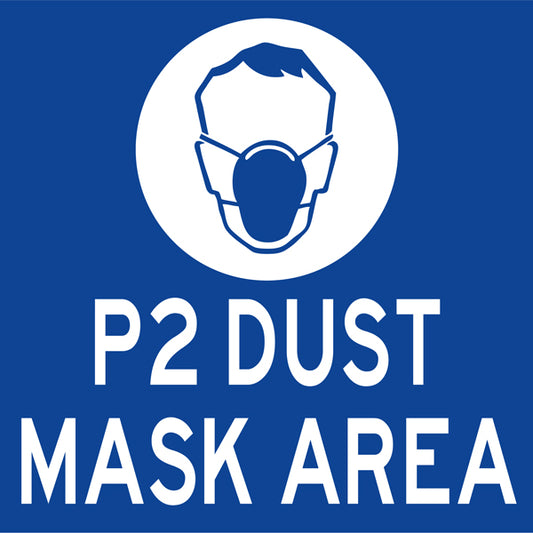 Reflective Mining Location Safety Signs – P2 Dust Mask Area – 300 x 300 mm
