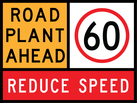 Road Plant Ahead Multi Message Sign (TC1214) with 60 km/h and Reduce Speed