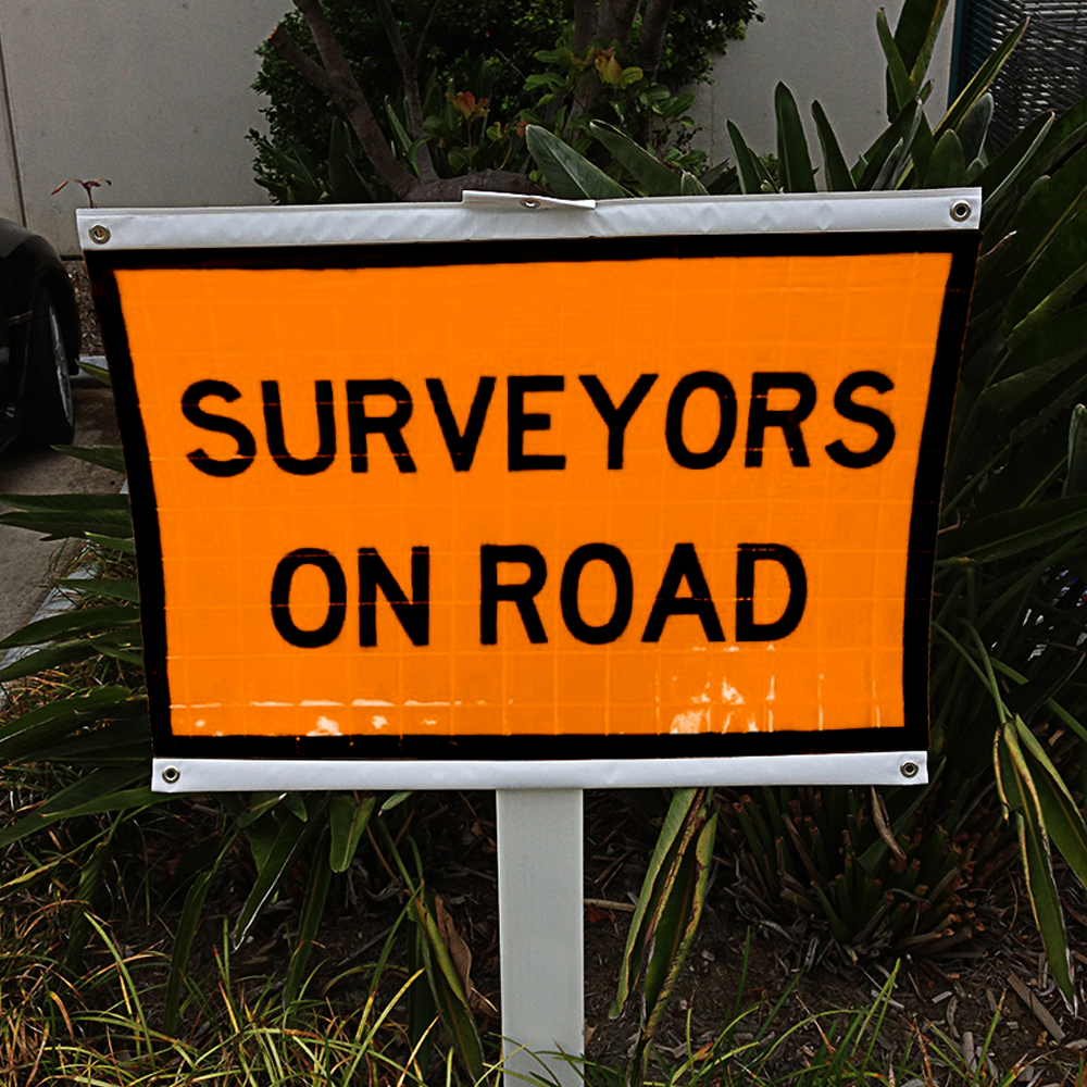 Survey Sign Multi Fit Surveyors On Road Roll Up Sign 1200 × 900 mm Special Triflex ...