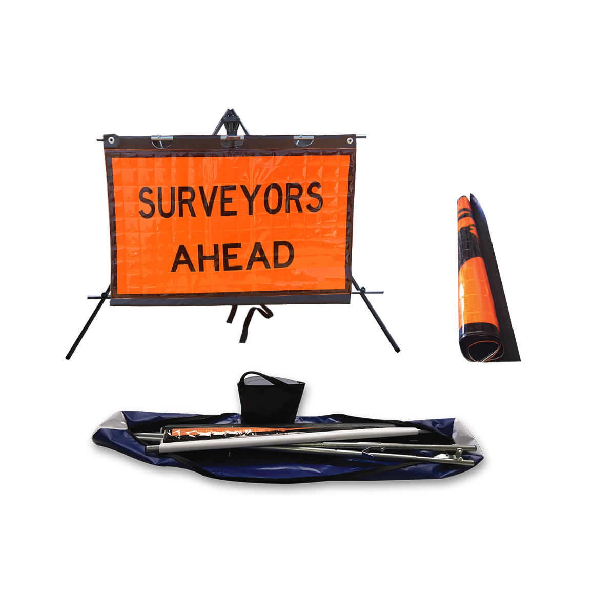 Surveyors Ahead Triflex Stand & Sign Kit / Portable Temporary Traffic Sign System