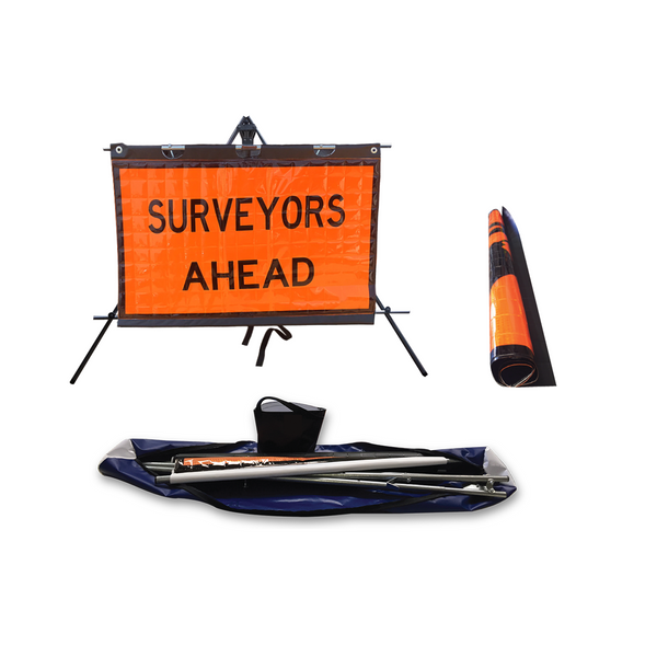 Surveyors Ahead Triflex Stand & Sign Kit / Portable Temporary Traffic Sign System