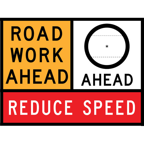 TC 1169, TC 1817 AND TC 1220 Road Work Ahead – Blank Speed Limit – Reduce Speed Multi Message – 1200x900mm – Roll-Up Traffic Control Sign
