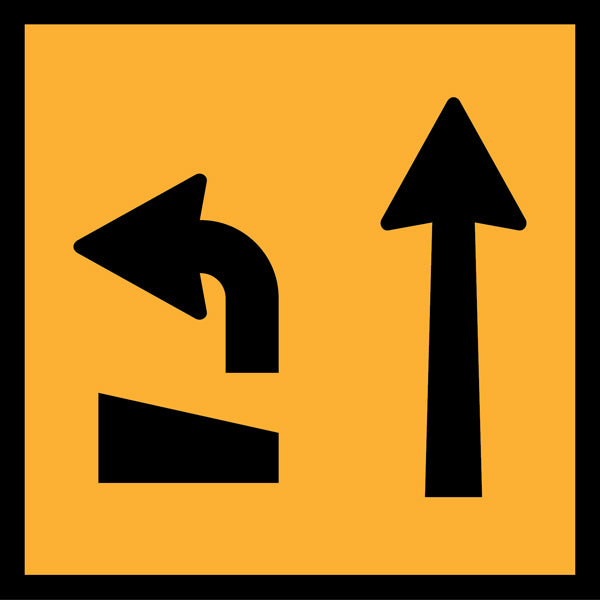 Left Turn at Intersection, Right Lane Ahead (TC1359-14) – Multi-Message Sign