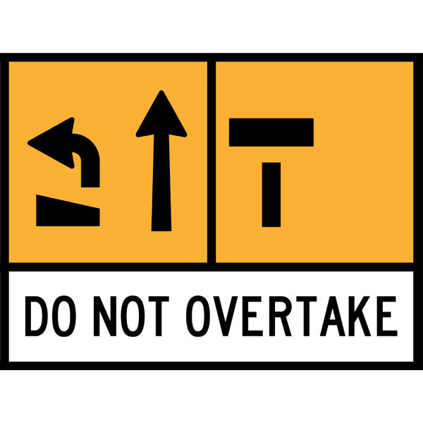 TC 1359-14, TC 1359-8 AND TC 1174 Intersection – Right Lane Closed – Do Not Overtake Multi Message – 1200x900mm – Roll-Up Traffic Control Sign