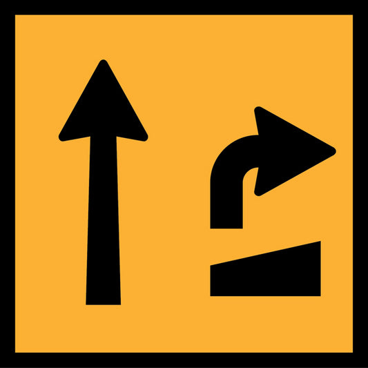 Right Turn at Intersection, Left Lane Ahead (TC1359-15) – Multi-Message Sign