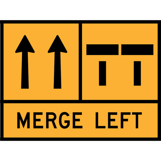 TC 1359-3, TC 1359-6 AND TC 1844-1 Two Lanes Open – Two Lanes End – Merge Left Multi Message – 1200x900mm – Roll-Up Traffic Control Sign