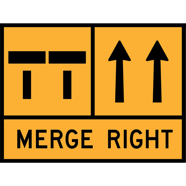 TC 1359-6, TC 1359-3 AND TC 1844-2 Two Lanes End – Two Lanes Open – Merge Right Multi Message – 1200x900mm – Roll-Up Traffic Control Sign