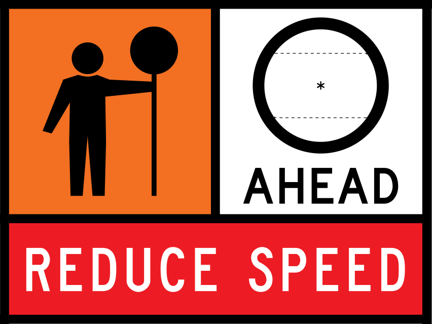 Traffic Controller Multi Message Sign (TC1257) with Blank Speed Limit Ahead and Reduce Speed