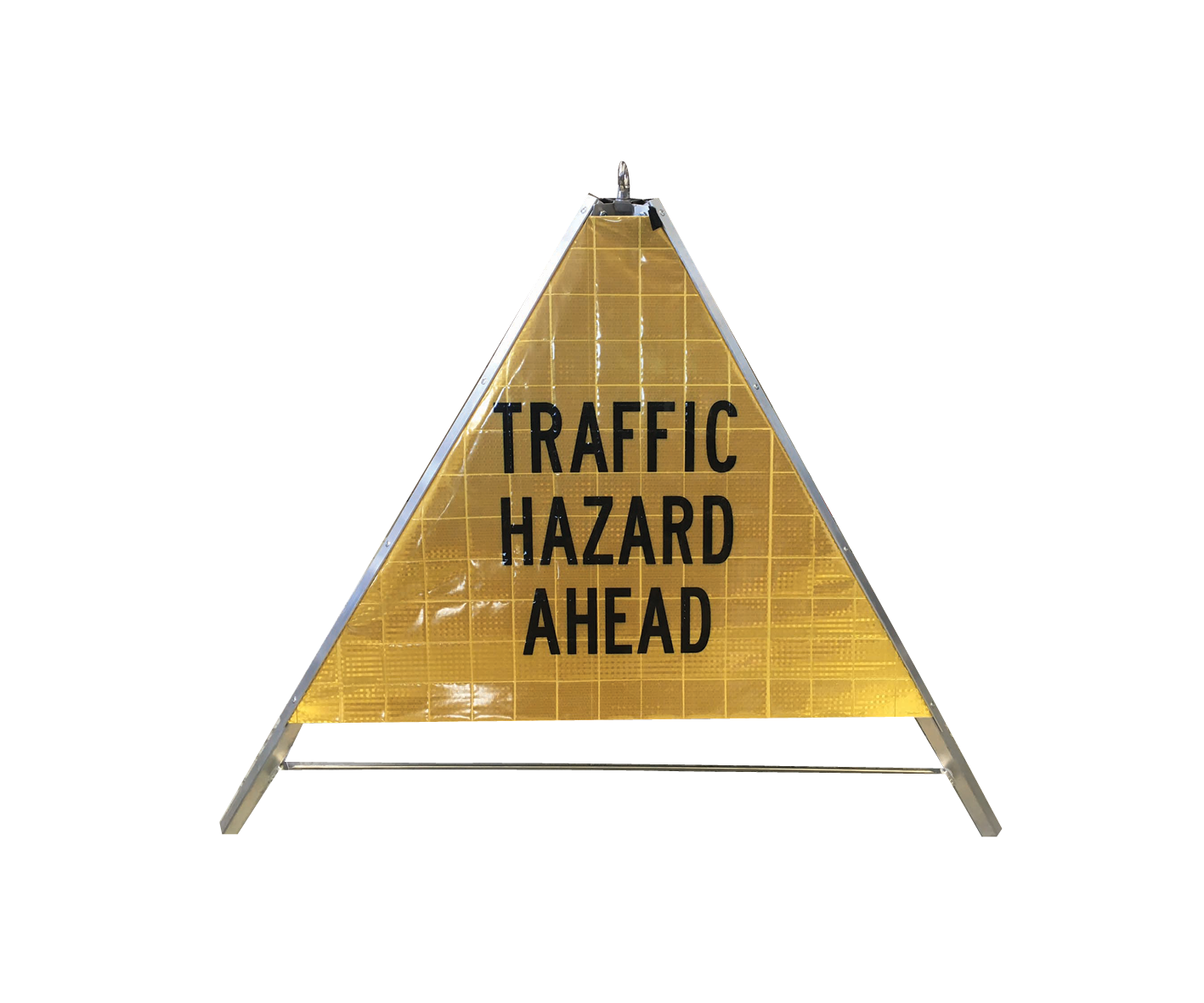 Tri Stand Markers Roll-Up Sign — reflective three-sided roll-up sign with customisable messages and sandbag anchoring