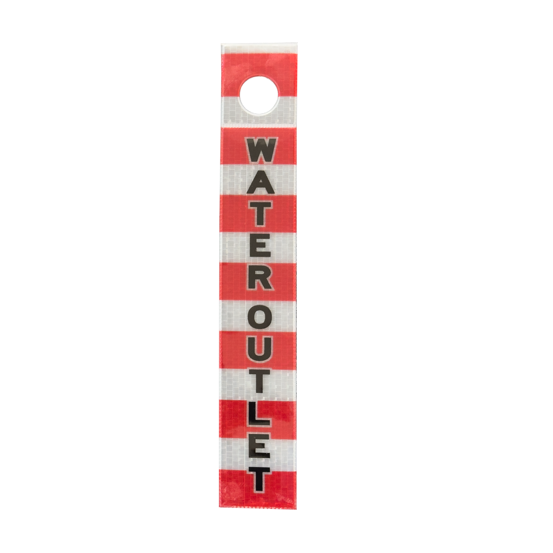 Water Outlet – Printed Reflective Dropper Marker / Ceiling Suspended Safety Tag - 50mm x 300mm