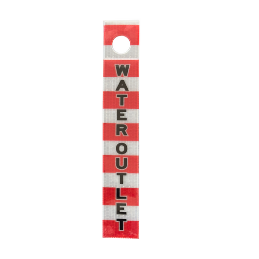 Water Outlet – Printed Reflective Dropper Marker / Ceiling Suspended Safety Tag - 50mm x 500mm