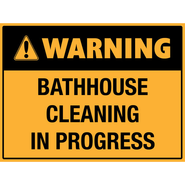 Reflective Roll Up Warning & Caution Safety Signs – Warning Bathhouse Cleaning In Progress – | Workplace Hazard & Industrial Safety Signs