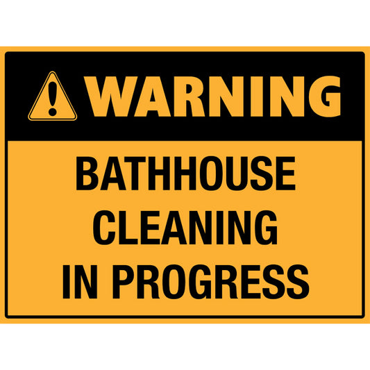 Reflective Roll Up Warning & Caution Safety Signs – Warning Bathhouse Cleaning In Progress – | Workplace Hazard & Industrial Safety Signs