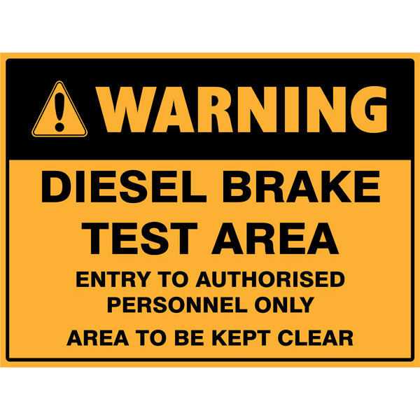 Reflective Roll Up Warning & Caution Safety Signs – Warning Diesel Brake Test Area – | Workplace Hazard & Industrial Safety Signs