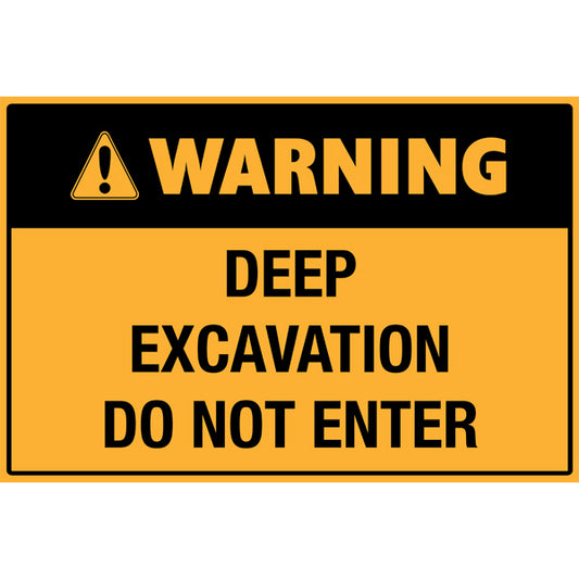 Reflective Roll Up Warning & Caution Safety Signs – Warning Deep Excavation Do Not Enter – | Workplace Hazard & Industrial Safety Signs