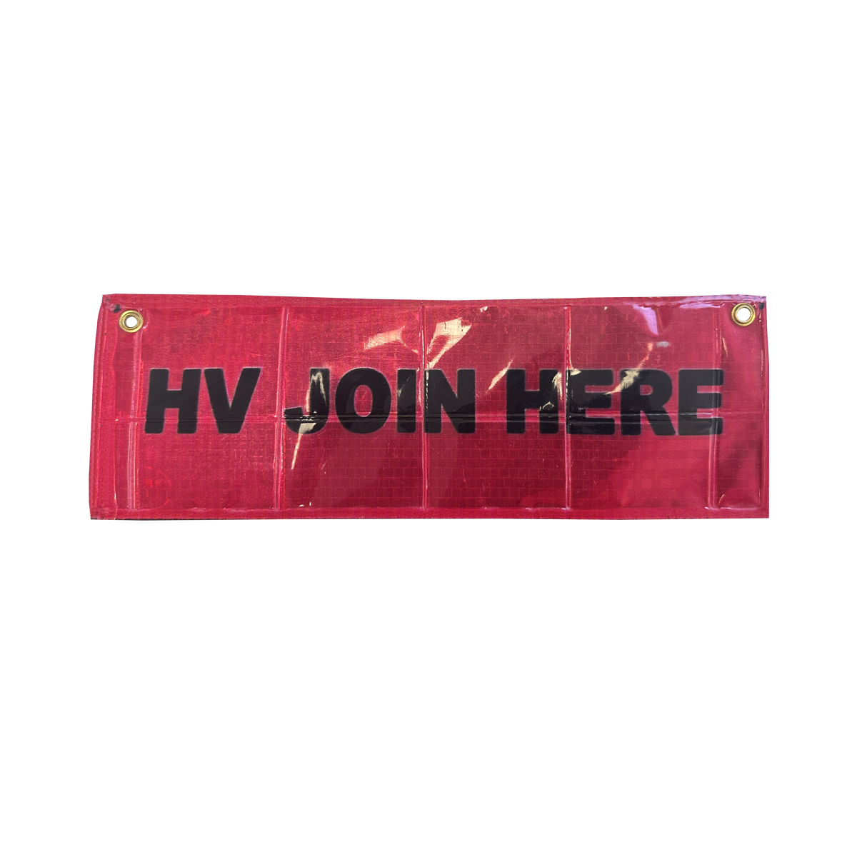 HV “Join Here” High Voltage Reflective Banner / Electrical Hazard Identification Tag 300mm x 100mm