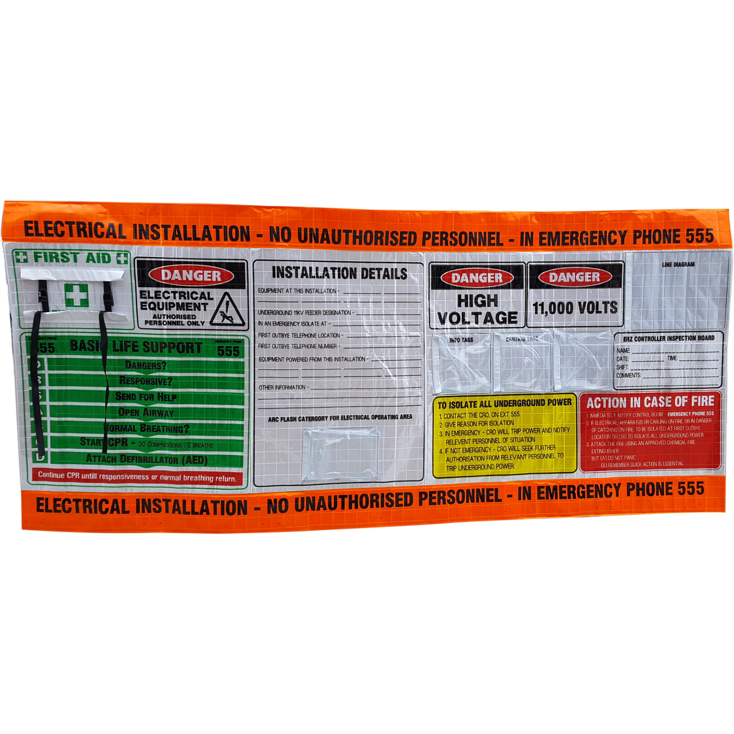 11,000 HIGH VOLTAGE ELECTRICAL ROLL-UP DCB BANNER (3 METRE)