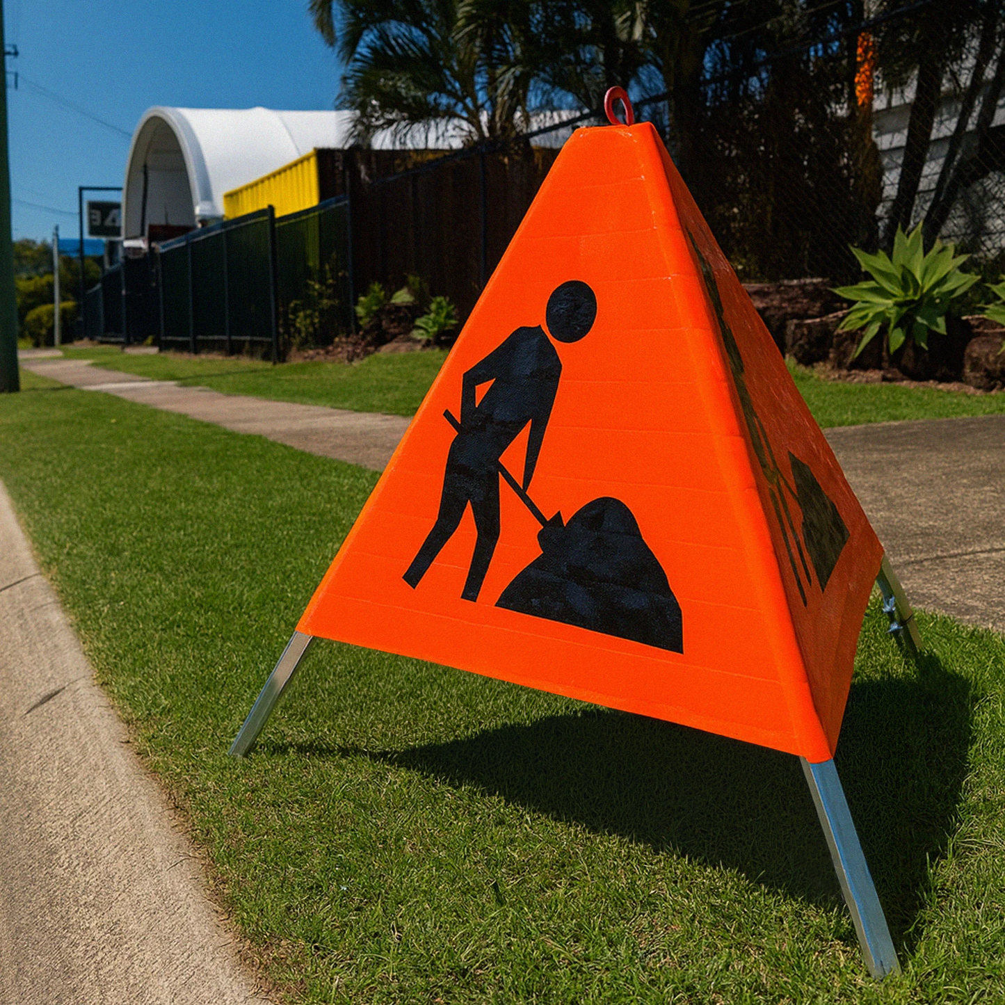 Tri Stand Markers Roll-Up Sign System – Three-Sided Reflective Safety Sign for Roadwork, Mining & Underground Applications